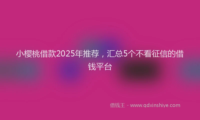 小樱桃借款2025年推荐，汇总5个不看征信的借钱平台