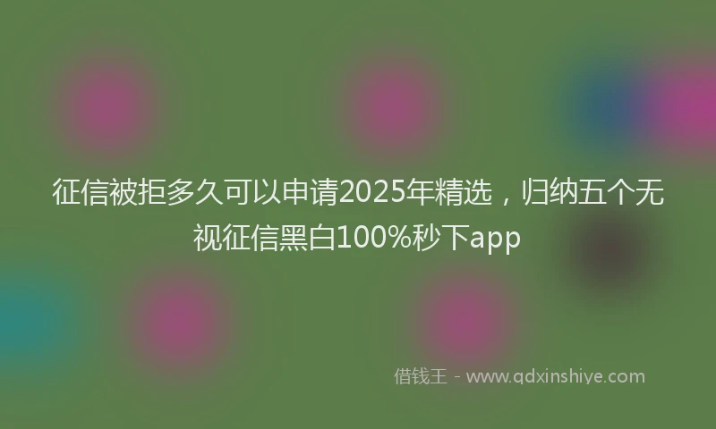 征信被拒多久可以申请2025年精选，归纳五个无视征信黑白100%秒下app