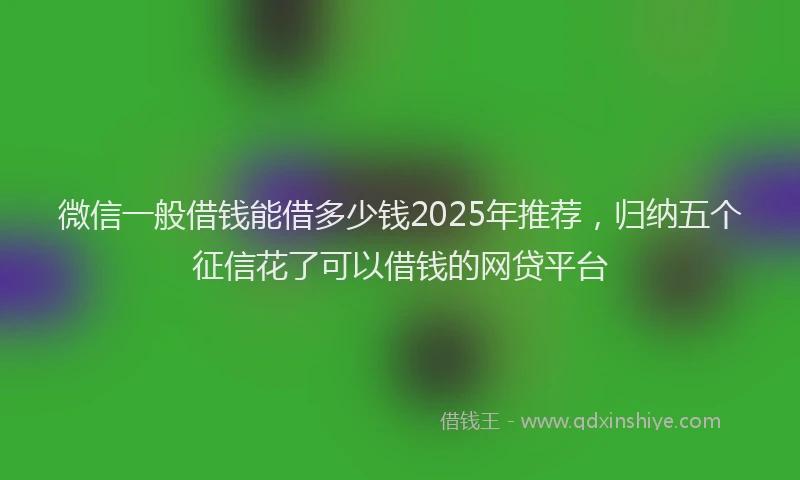 微信一般借钱能借多少钱2025年推荐，归纳五个征信花了可以借钱的网贷平台