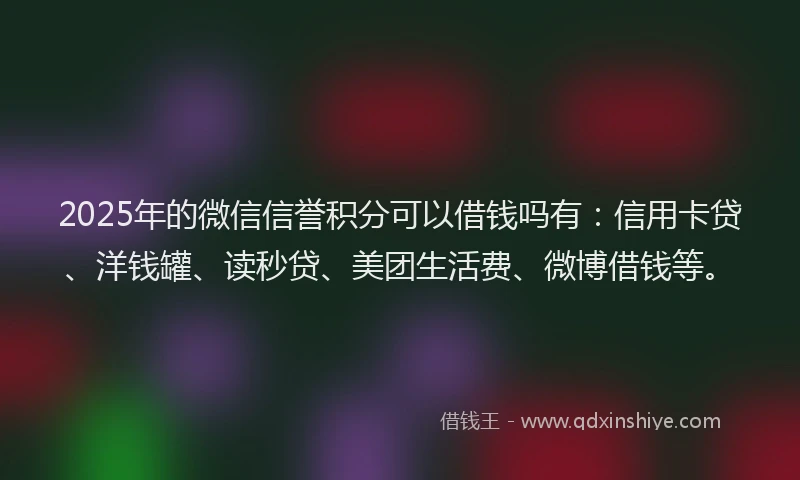 2025年的微信信誉积分可以借钱吗有：信用卡贷、洋钱罐、读秒贷、美团生活费、微博借钱等。