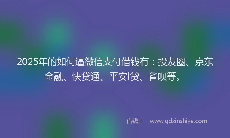 2025年的如何逼微信支付借钱有：投友圈、京东金融、快贷通、平安i贷、省呗等。
