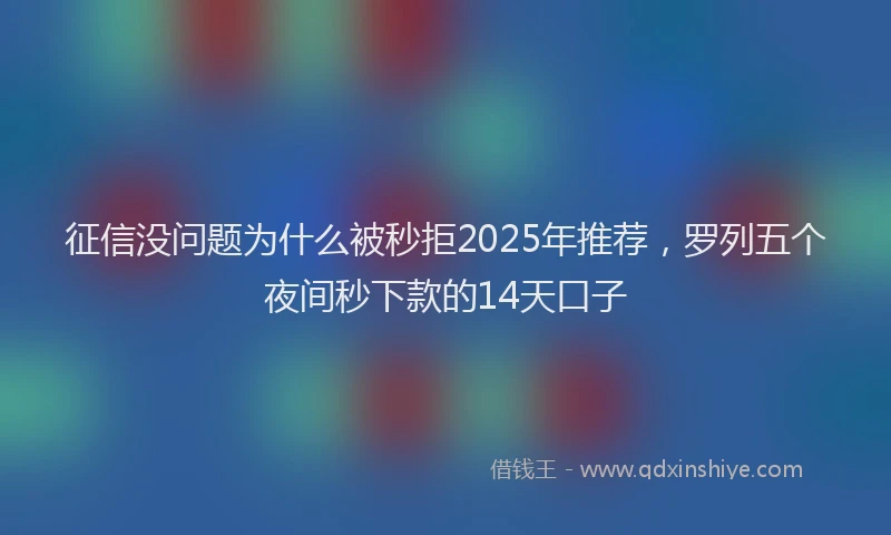 征信没问题为什么被秒拒2025年推荐，罗列五个夜间秒下款的14天口子