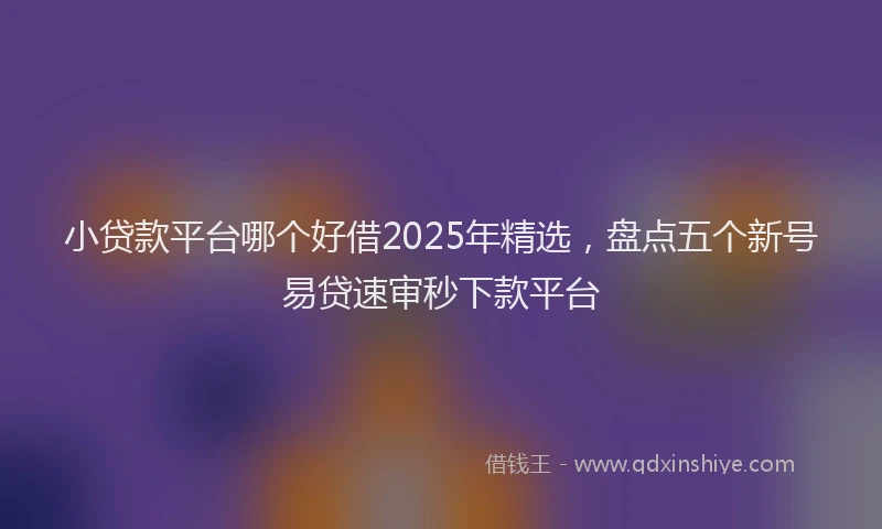 小贷款平台哪个好借2025年精选，盘点五个新号易贷速审秒下款平台