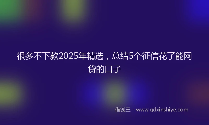 很多不下款2025年精选，总结5个征信花了能网贷的口子