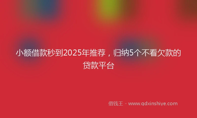 小额借款秒到2025年推荐，归纳5个不看欠款的贷款平台