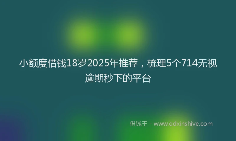 小额度借钱18岁2025年推荐，梳理5个714无视逾期秒下的平台