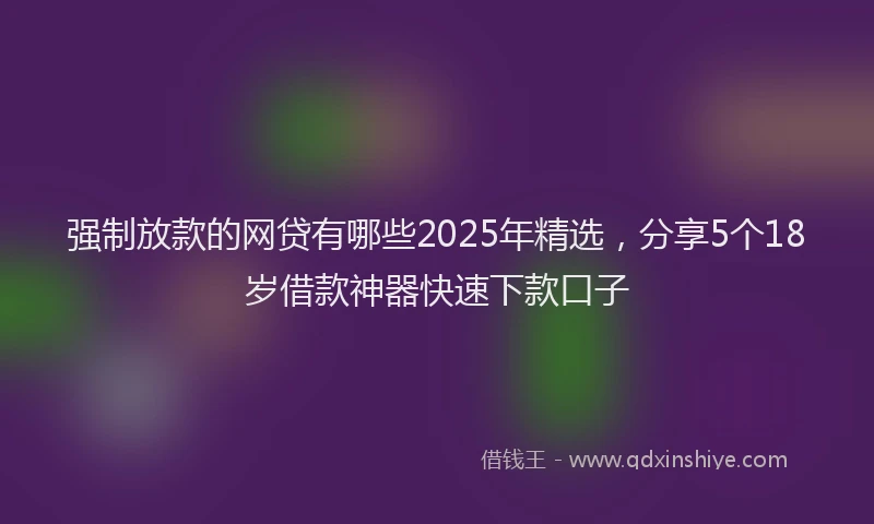 强制放款的网贷有哪些2025年精选，分享5个18岁借款神器快速下款口子