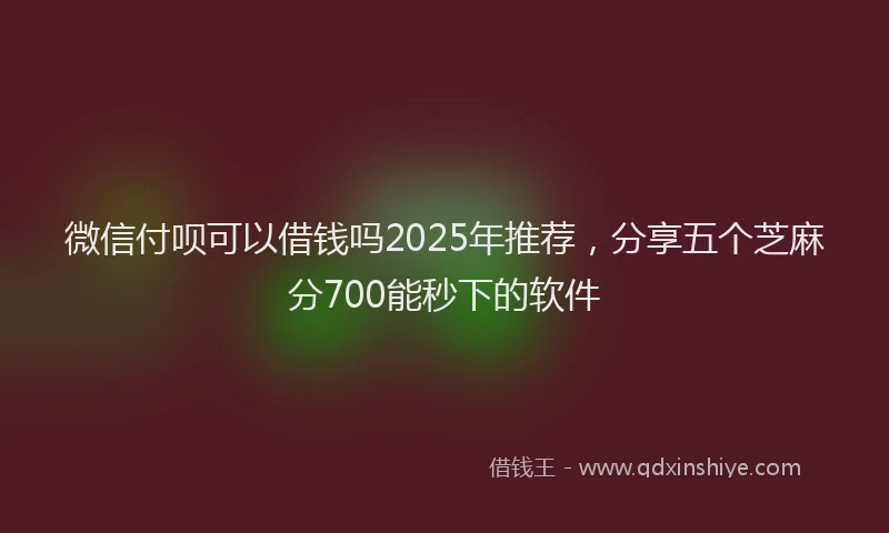 微信付呗可以借钱吗2025年推荐，分享五个芝麻分700能秒下的软件