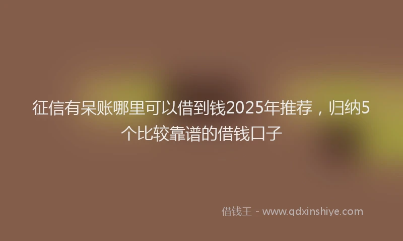 征信有呆账哪里可以借到钱2025年推荐，归纳5个比较靠谱的借钱口子