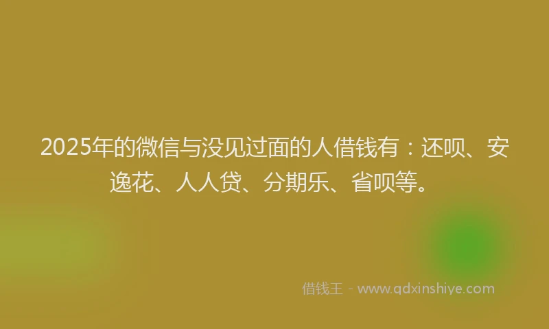 2025年的微信与没见过面的人借钱有：还呗、安逸花、人人贷、分期乐、省呗等。