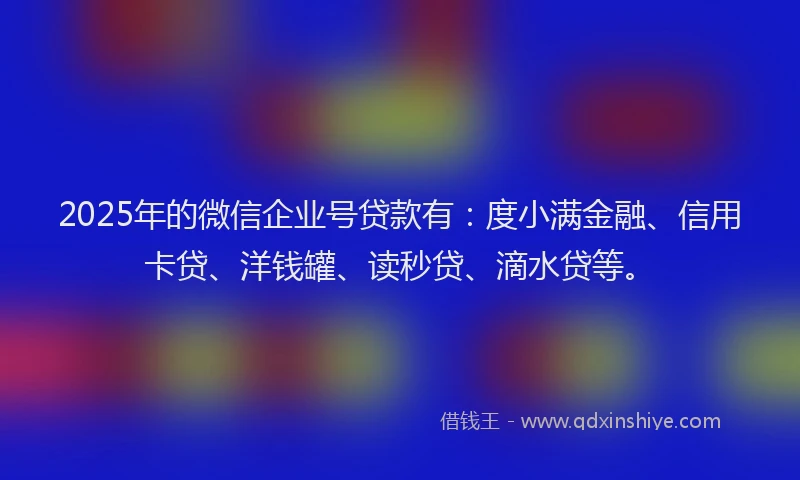 2025年的微信企业号贷款有：度小满金融、信用卡贷、洋钱罐、读秒贷、滴水贷等。