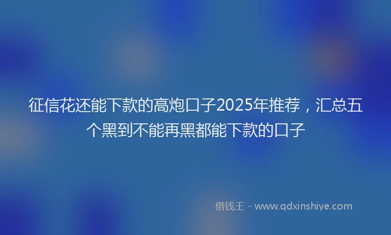 征信花还能下款的高炮口子2025年推荐，汇总五个黑到不能再黑都能下款的口子
