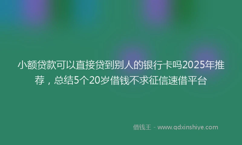 小额贷款可以直接贷到别人的银行卡吗2025年推荐，总结5个20岁借钱不求征信速借平台