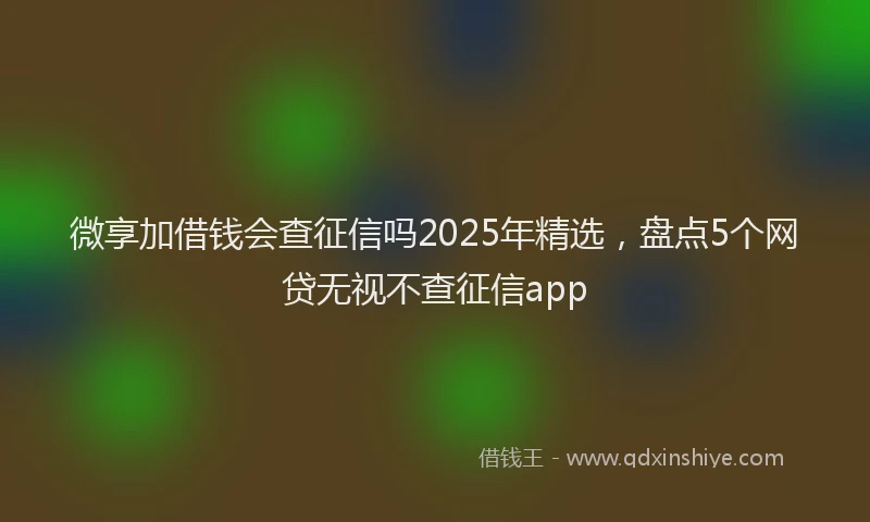 微享加借钱会查征信吗2025年精选，盘点5个网贷无视不查征信app