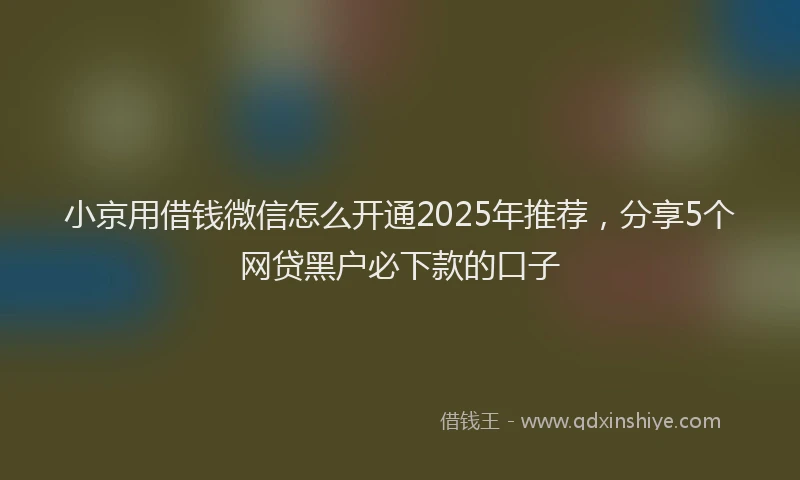 小京用借钱微信怎么开通2025年推荐，分享5个网贷黑户必下款的口子