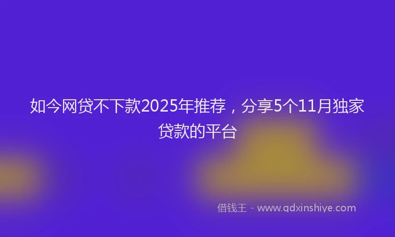 如今网贷不下款2025年推荐，分享5个11月独家贷款的平台