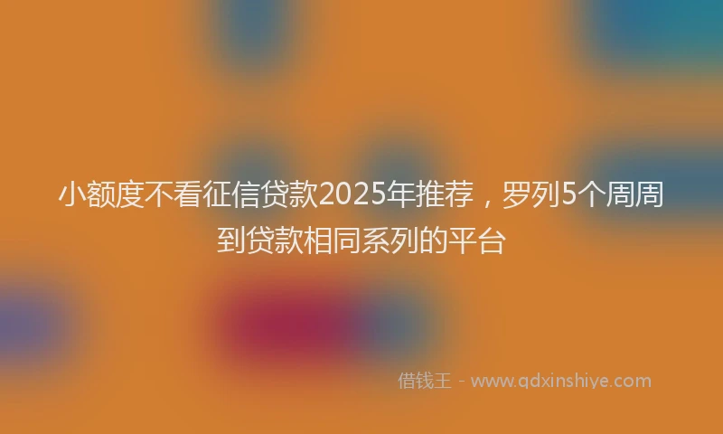 小额度不看征信贷款2025年推荐，罗列5个周周到贷款相同系列的平台
