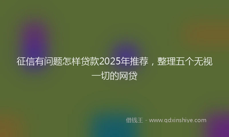 征信有问题怎样贷款2025年推荐，整理五个无视一切的网贷