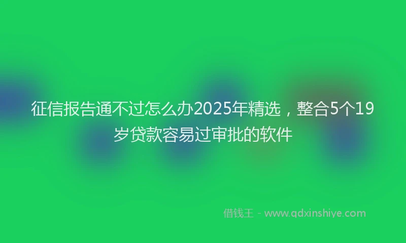 征信报告通不过怎么办2025年精选，整合5个19岁贷款容易过审批的软件