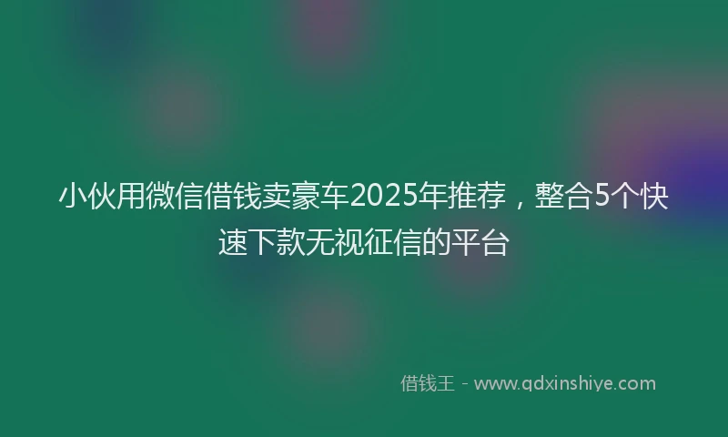 小伙用微信借钱卖豪车2025年推荐，整合5个快速下款无视征信的平台