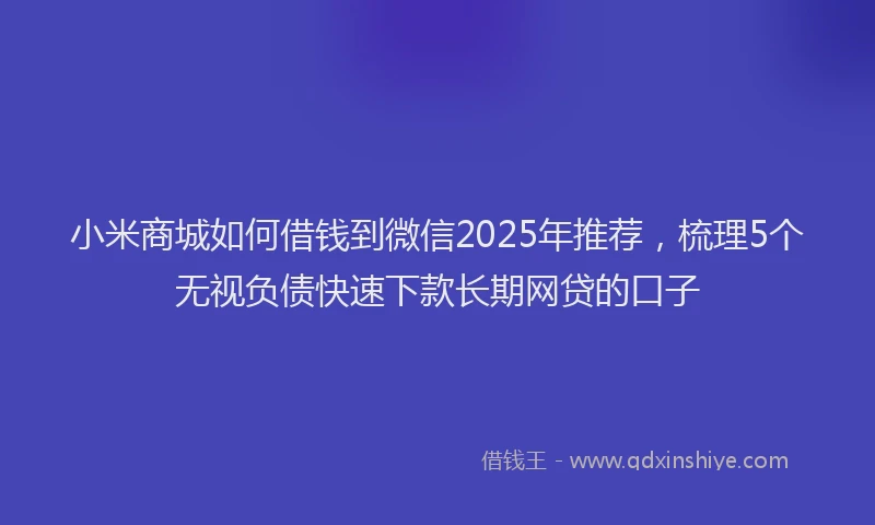 小米商城如何借钱到微信2025年推荐，梳理5个无视负债快速下款长期网贷的口子