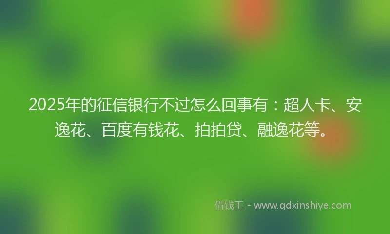 2025年的征信银行不过怎么回事有：超人卡、安逸花、百度有钱花、拍拍贷、融逸花等。