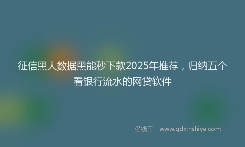 征信黑大数据黑能秒下款2025年推荐，归纳五个看银行流水的网贷软件