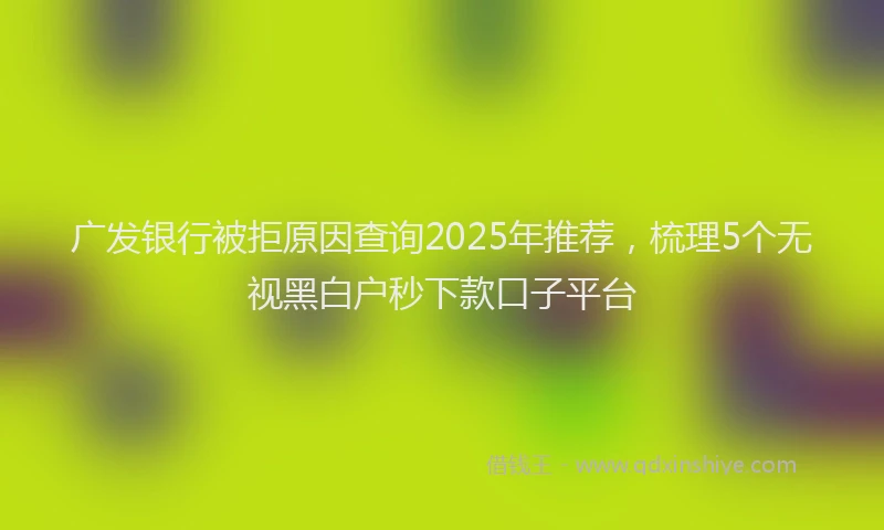 广发银行被拒原因查询2025年推荐，梳理5个无视黑白户秒下款口子平台
