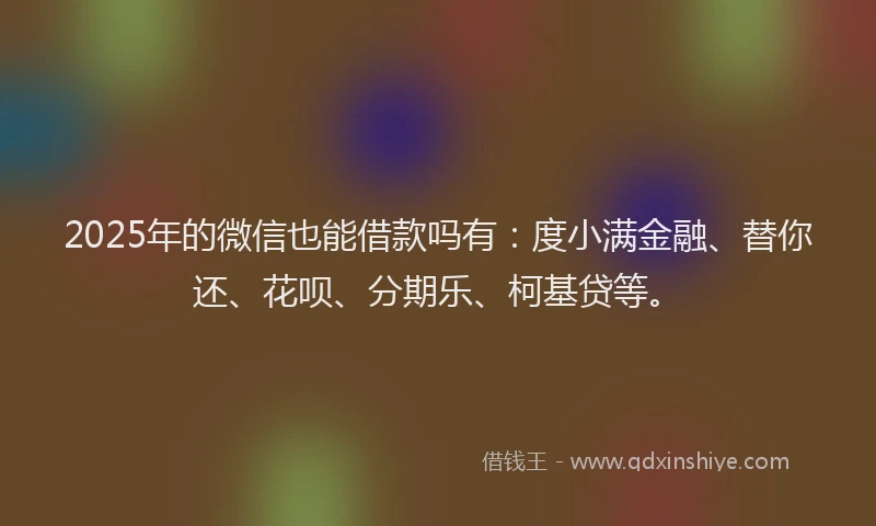 2025年的微信也能借款吗有：度小满金融、替你还、花呗、分期乐、柯基贷等。