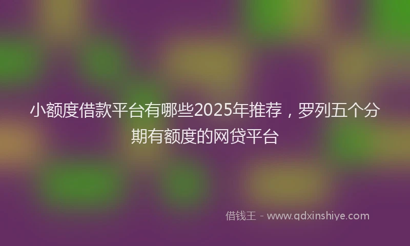 小额度借款平台有哪些2025年推荐，罗列五个分期有额度的网贷平台