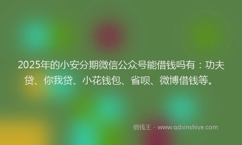 2025年的小安分期微信公众号能借钱吗有：功夫贷、你我贷、小花钱包、省呗、微博借钱等。