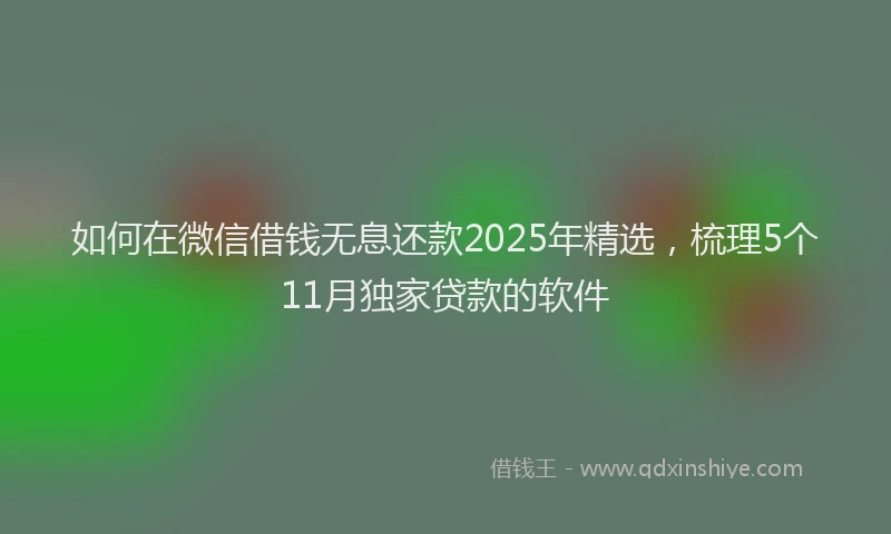 如何在微信借钱无息还款2025年精选，梳理5个11月独家贷款的软件