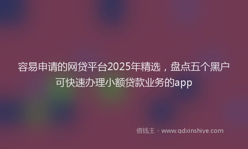 容易申请的网贷平台2025年精选，盘点五个黑户可快速办理小额贷款业务的app