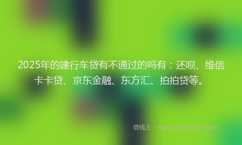 2025年的建行车贷有不通过的吗有：还呗、维信卡卡贷、京东金融、东方汇、拍拍贷等。