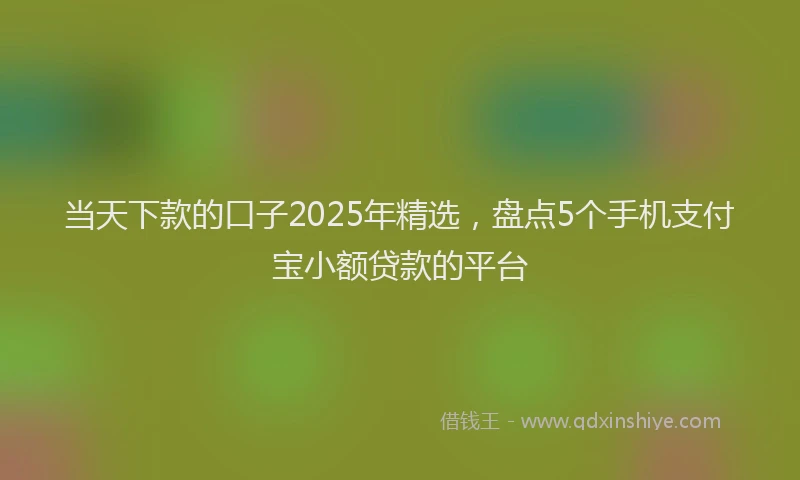 当天下款的口子2025年精选，盘点5个手机支付宝小额贷款的平台