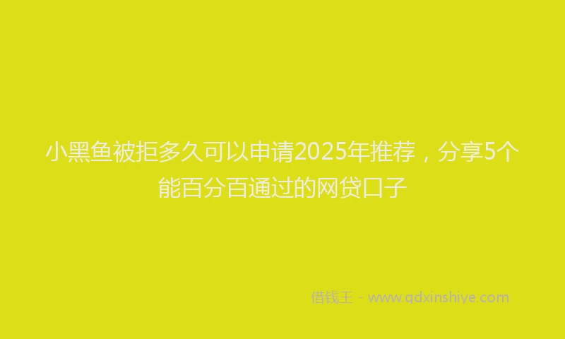 小黑鱼被拒多久可以申请2025年推荐，分享5个能百分百通过的网贷口子