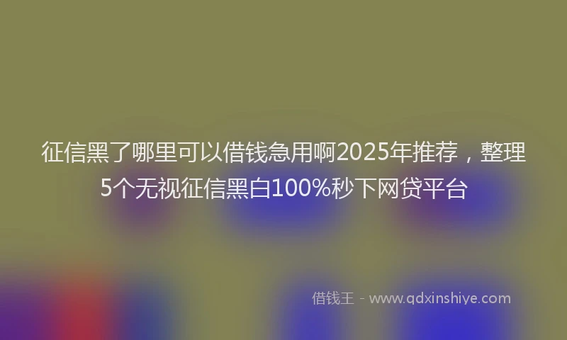 征信黑了哪里可以借钱急用啊2025年推荐，整理5个无视征信黑白100%秒下网贷平台