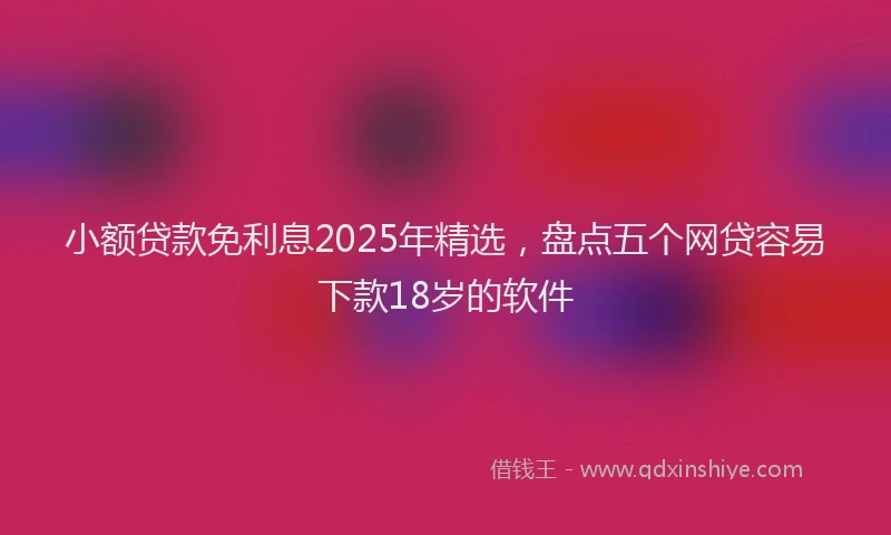 小额贷款免利息2025年精选，盘点五个网贷容易下款18岁的软件
