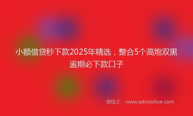 小额借贷秒下款2025年精选，整合5个高炮双黑逾期必下款口子