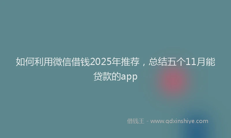 如何利用微信借钱2025年推荐，总结五个11月能贷款的app