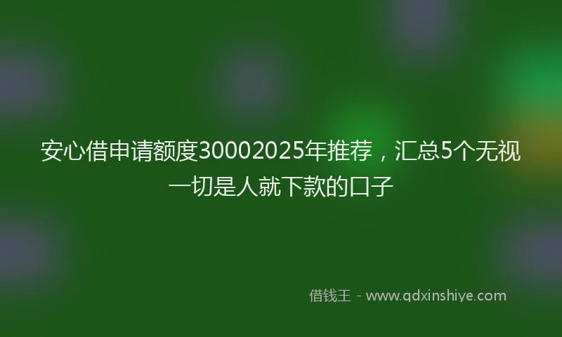 安心借申请额度30002025年推荐，汇总5个无视一切是人就下款的口子