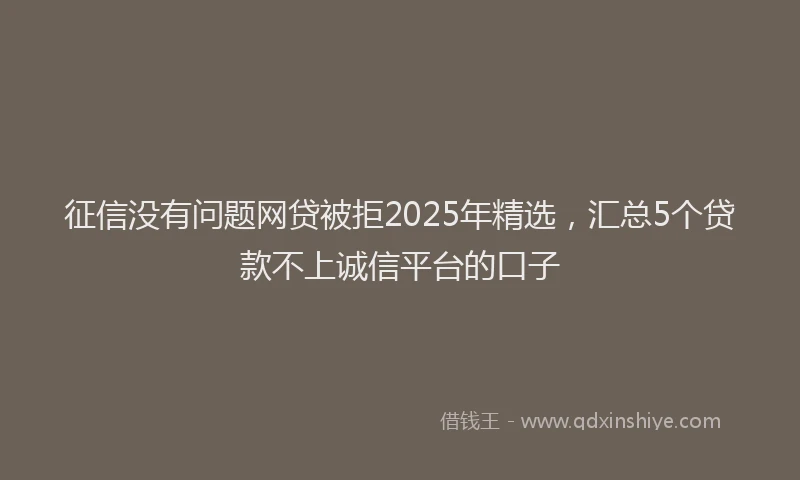 征信没有问题网贷被拒2025年精选，汇总5个贷款不上诚信平台的口子