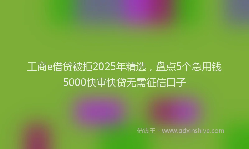 工商e借贷被拒2025年精选，盘点5个急用钱5000快审快贷无需征信口子