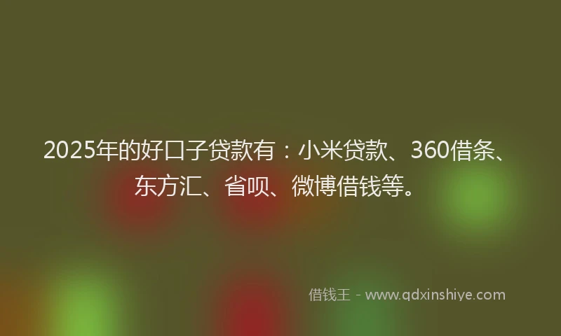 2025年的好口子贷款有：小米贷款、360借条、东方汇、省呗、微博借钱等。