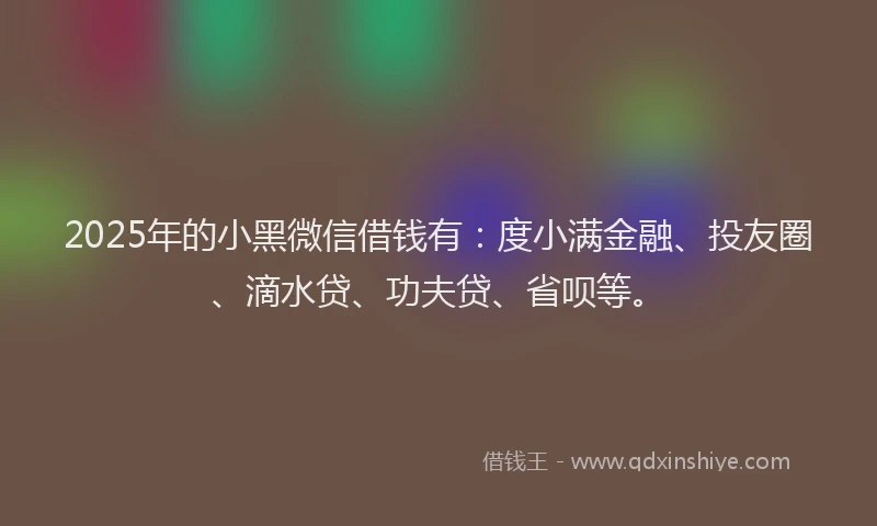 2025年的小黑微信借钱有：度小满金融、投友圈、滴水贷、功夫贷、省呗等。