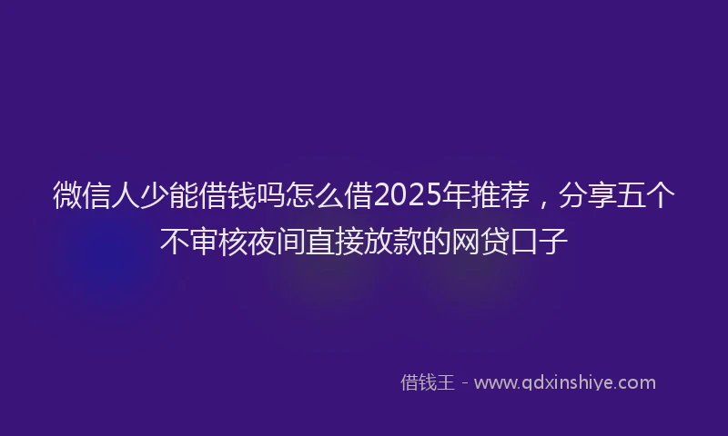 微信人少能借钱吗怎么借2025年推荐，分享五个不审核夜间直接放款的网贷口子