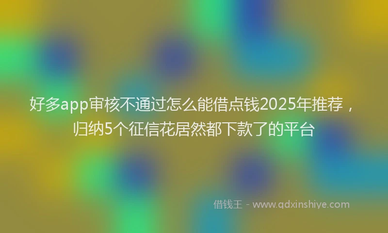 好多app审核不通过怎么能借点钱2025年推荐，归纳5个征信花居然都下款了的平台