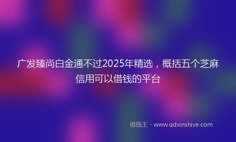 广发臻尚白金通不过2025年精选，概括五个芝麻信用可以借钱的平台