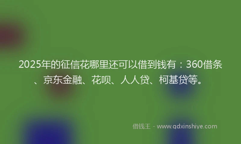 2025年的征信花哪里还可以借到钱有：360借条、京东金融、花呗、人人贷、柯基贷等。