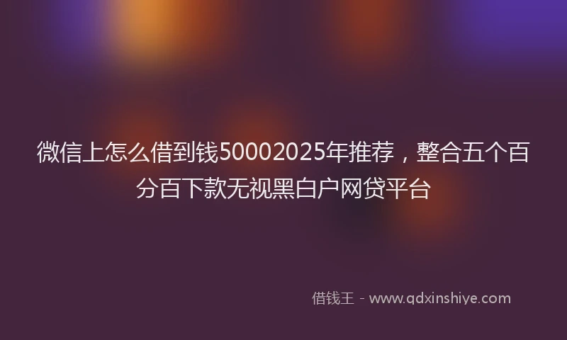 微信上怎么借到钱50002025年推荐，整合五个百分百下款无视黑白户网贷平台